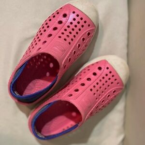Cute Skechers size 12 water shoes. Pink and blue.